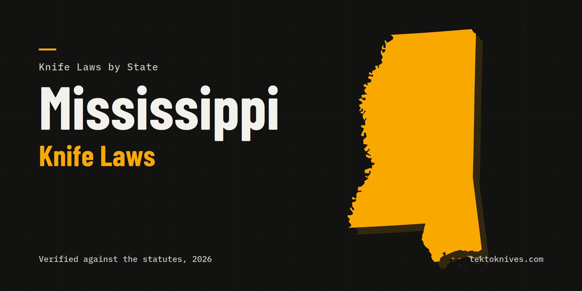 Mississippi knife laws: the state outline with the title Mississippi Knife Laws