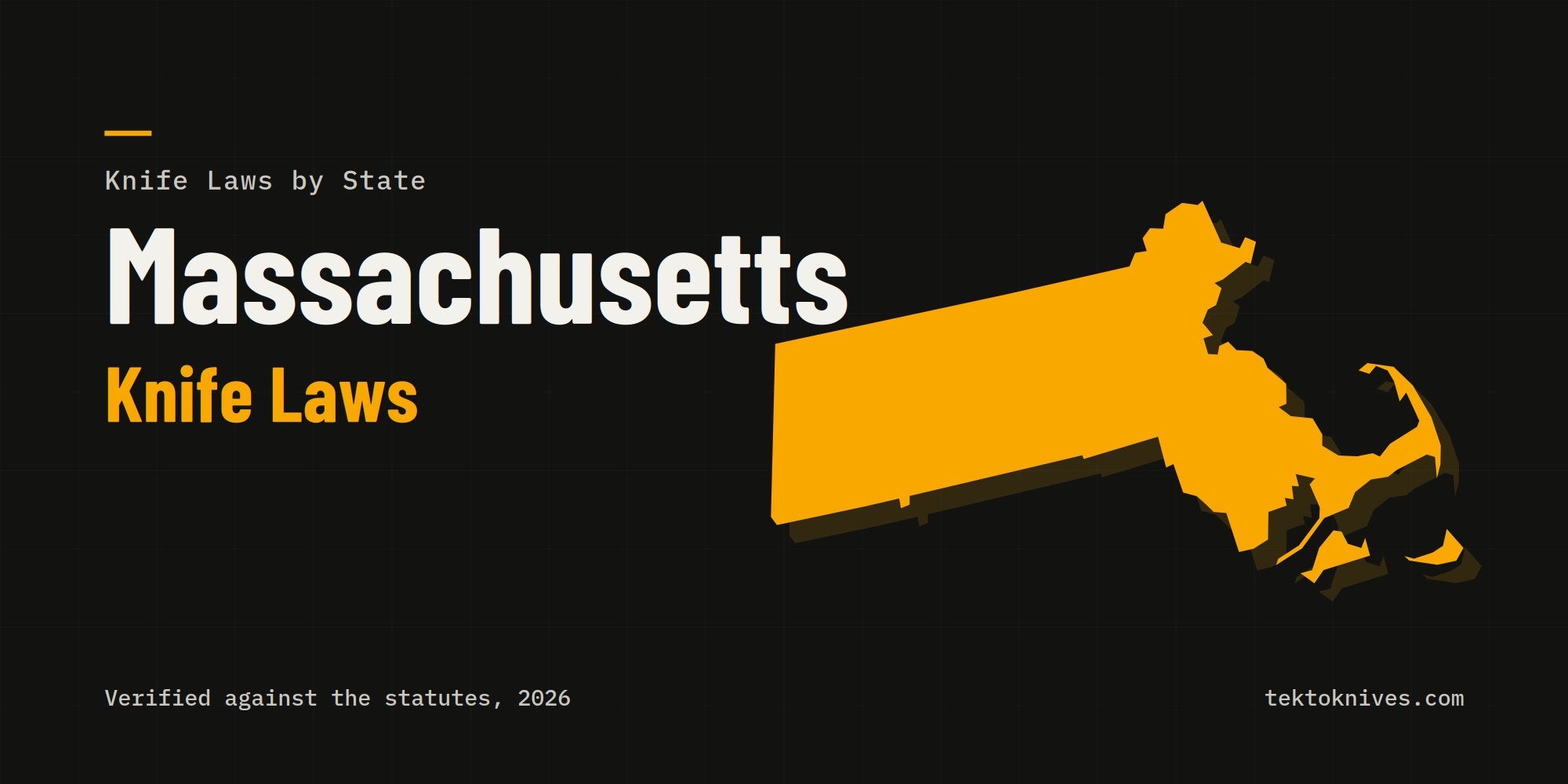 Massachusetts knife laws: the state outline with the title Massachusetts Knife Laws