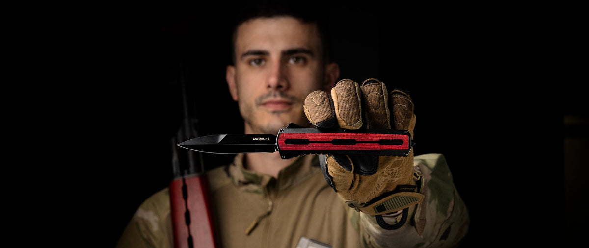 TEKTO A7 Zastava automatic OTF knife with wood inlays