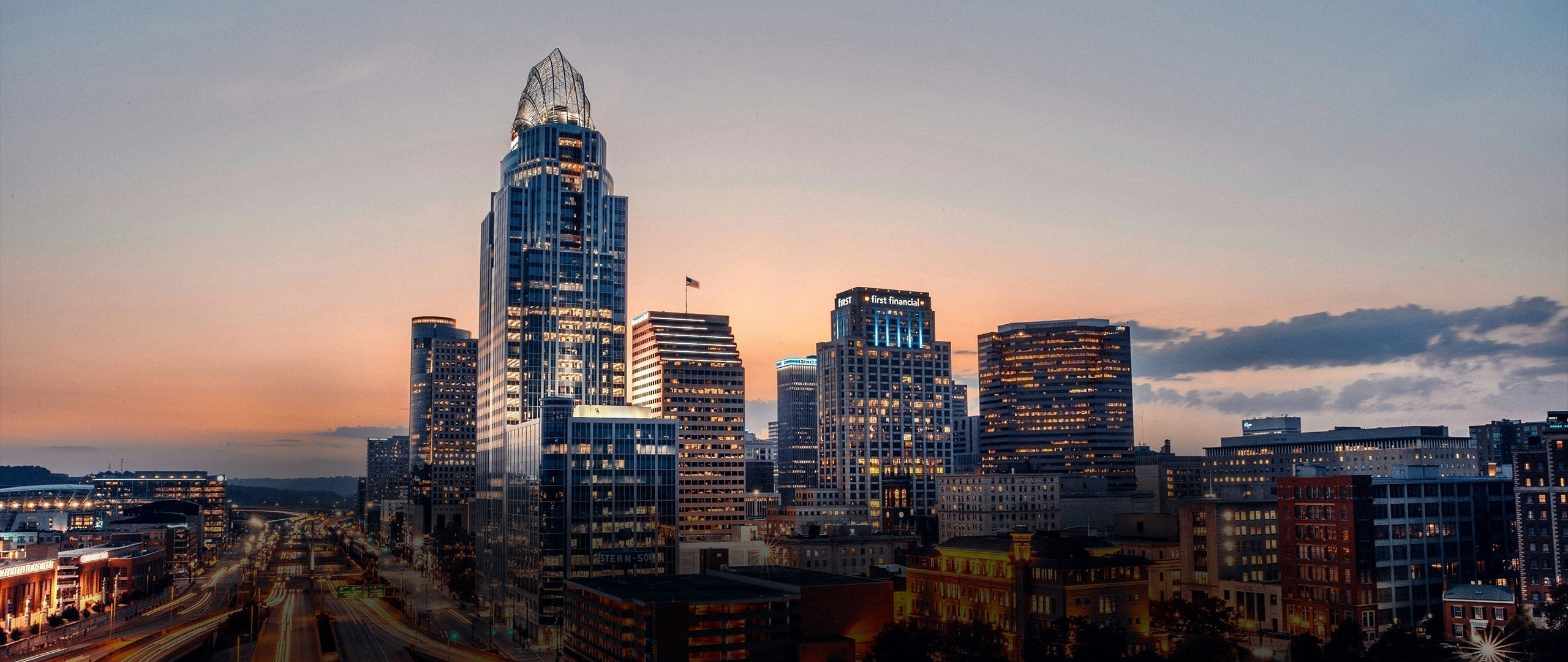 Cincinnati at night, Ohio, USA