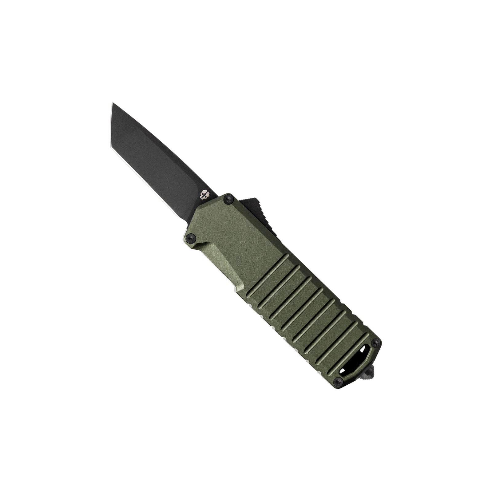 OD Green--Tanto,,Automatic-Knife-A2-Badger-OD-Green-6061-T6-Aluminum-Black-Accents-Tekto-Knives