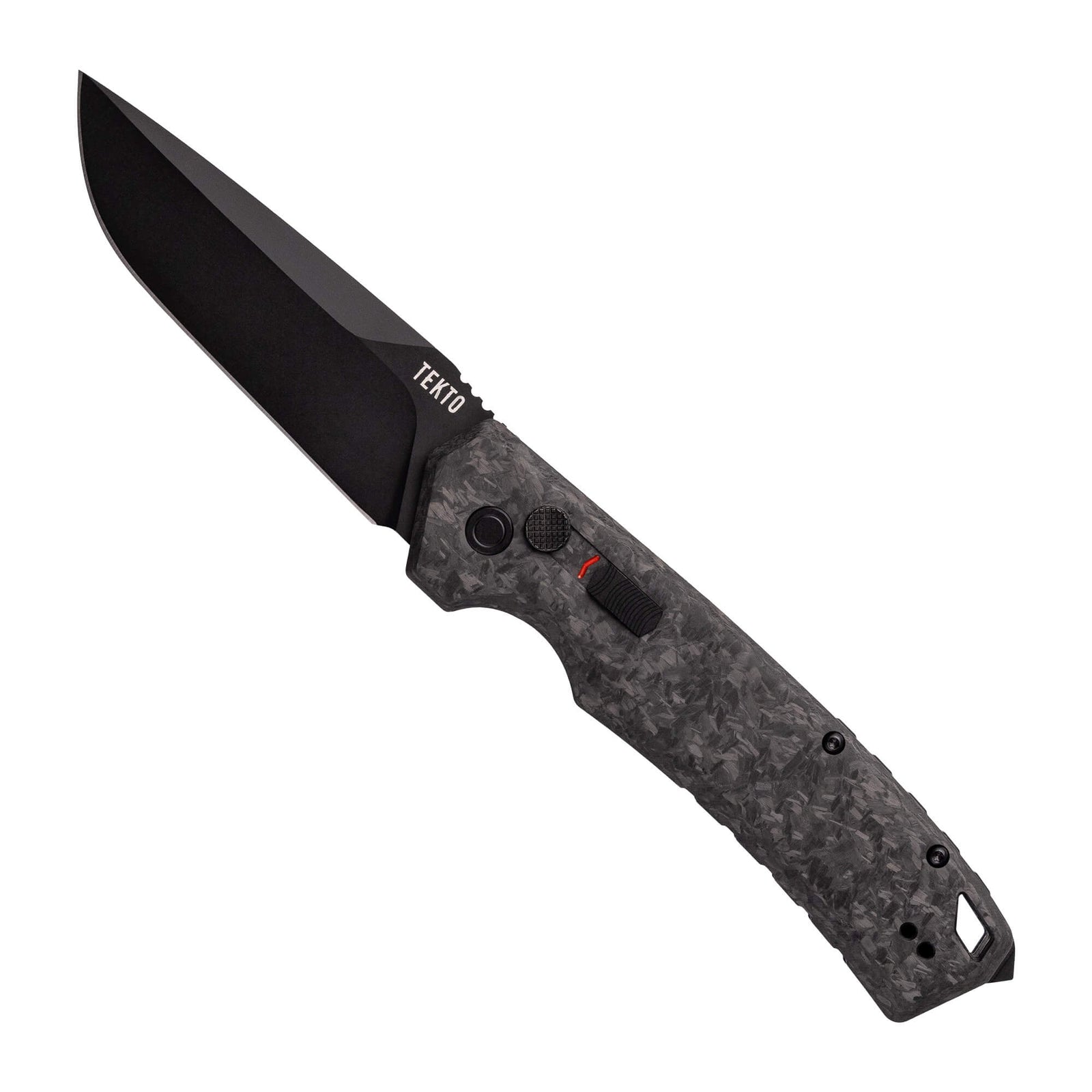 Forged Carbon--non-serrated,,Folding-Automatic-Knife-A3-Delta-Forged-Carbon-Black-Accents-Tekto-Knives