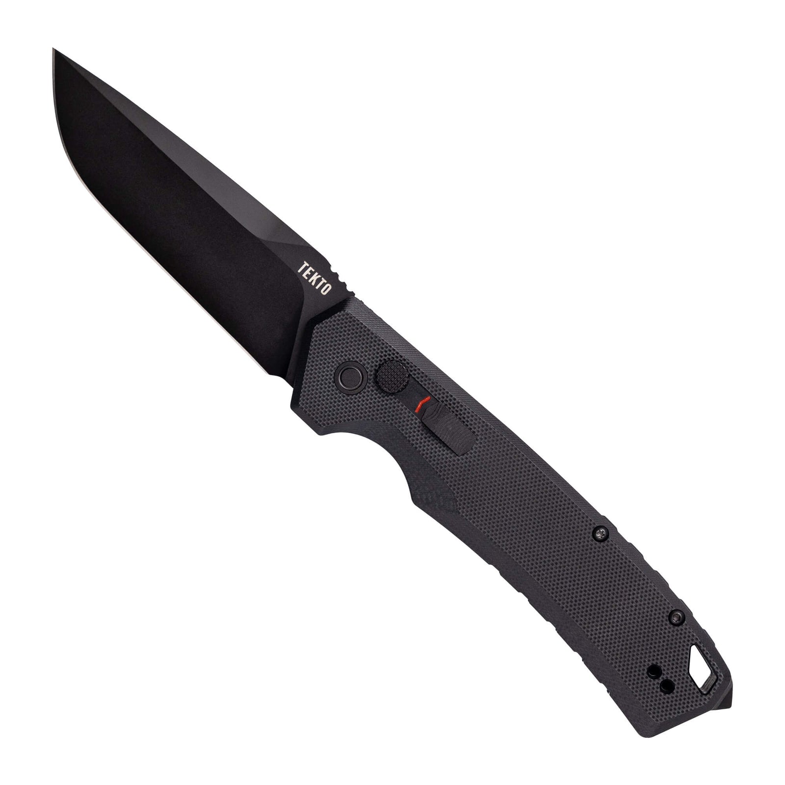 Black G10--non-serrated,,Folding-Automatic-Knife-A3-Delta-Black-G10-Black-Accents-Tekto-Knives