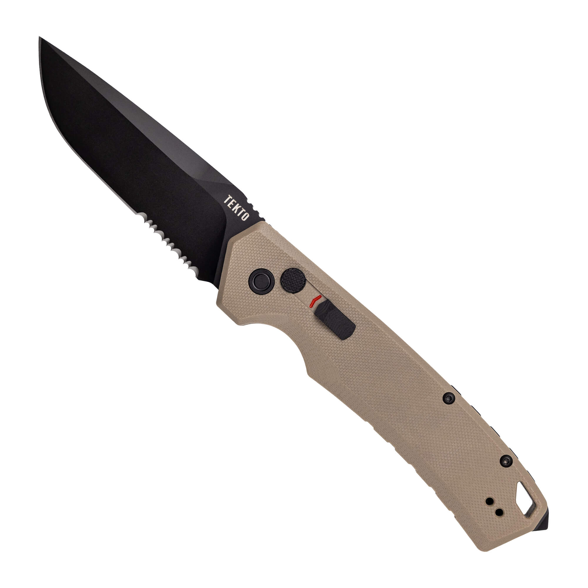 folding-automatic-knife-a3-delta-desert-g10-black-accents-serrated-blade-tekto-knives