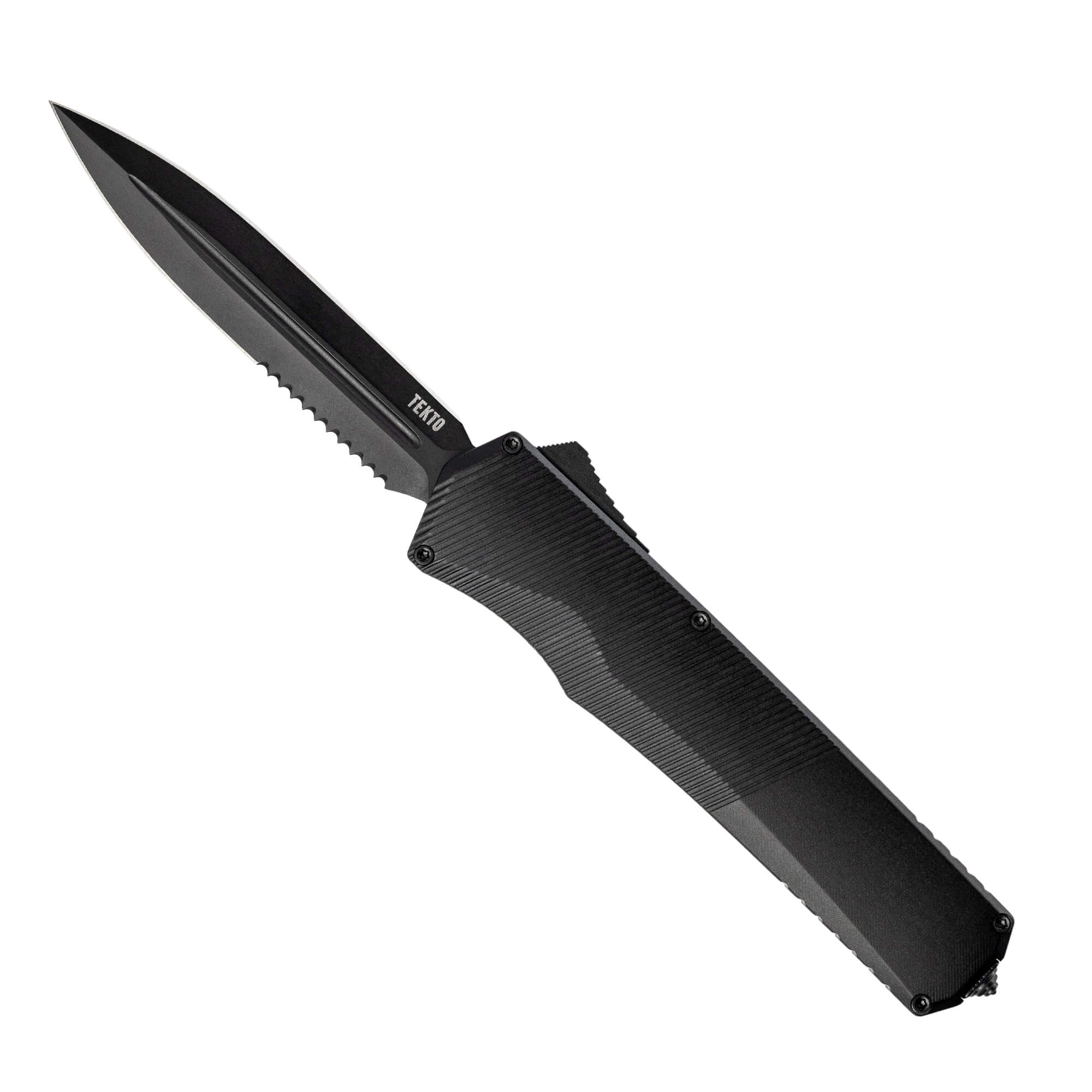 automatic-knife-a5-spry-dagger-serrated-black-6061-t6-aluminum-tekto-knives