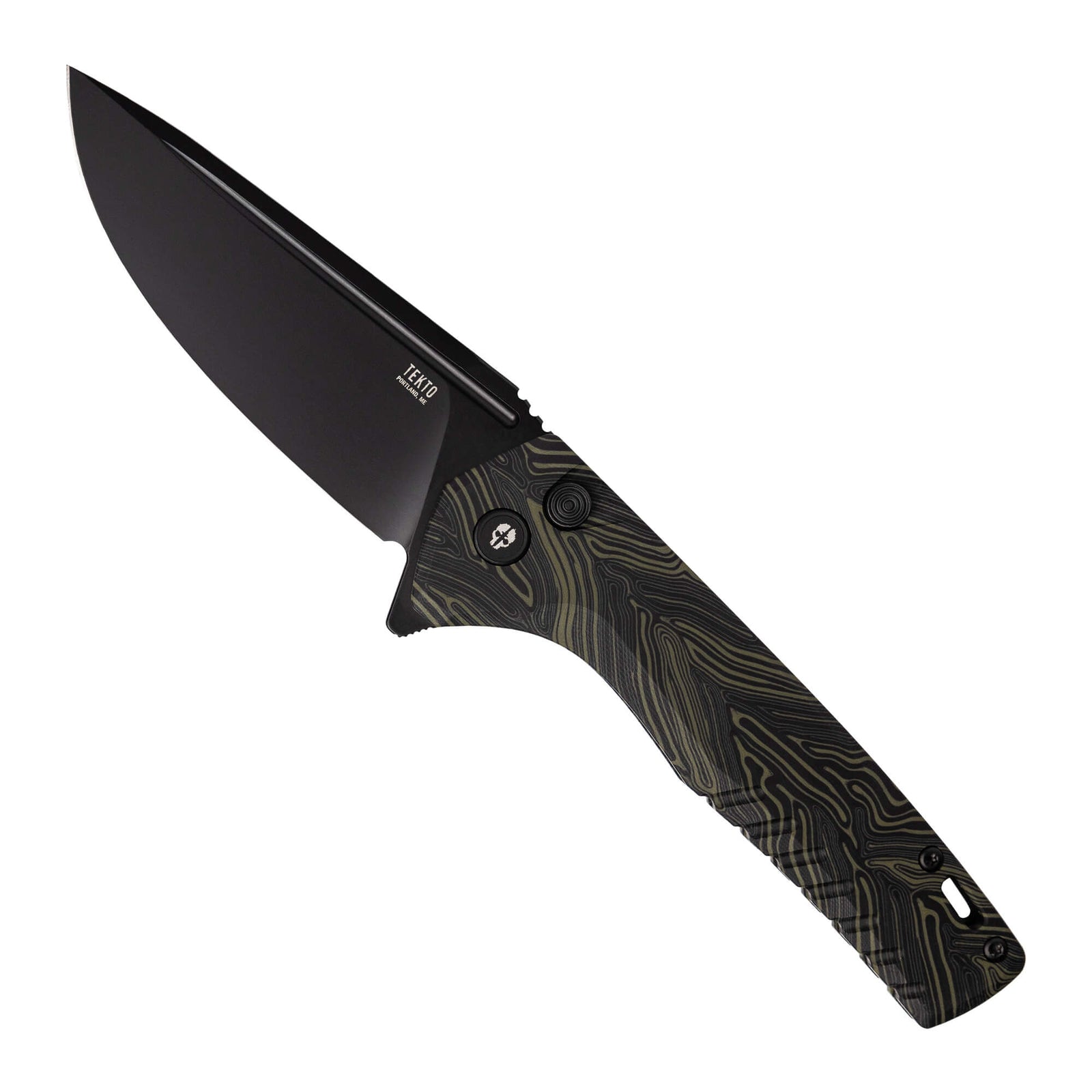 Damascus G10 // Black,,Folding-Knife-F3-Charlie-Damascus-G10-Black-Accents-Tekto-Knives